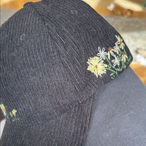 Black Embroidered Women's Cap